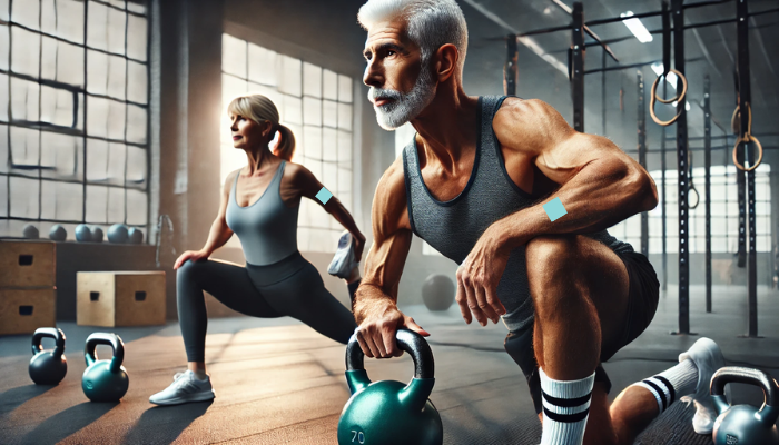 Imagen panorámica hiperrealista de un hombre mayor, de unos 70 años, realizando ejercicios con una kettlebell para mejorar su fuerza de agarre. Está concentrado y decidido, levantando la pesa rusa con la forma adecuada. A su lado, una mujer de unos 65 años está de pie y se estira, intentando tocarse los dedos de los pies con los dedos de las manos. El escenario es un gimnasio moderno con aparatos alrededor, y el ambiente es de concentración y esfuerzo físico. La iluminación resalta la intensidad del ejercicio y la flexibilidad del estiramiento, con la pareja de ancianos realizando su rutina de fitness con determinación.
https://www.elsuperparche.com/blog/